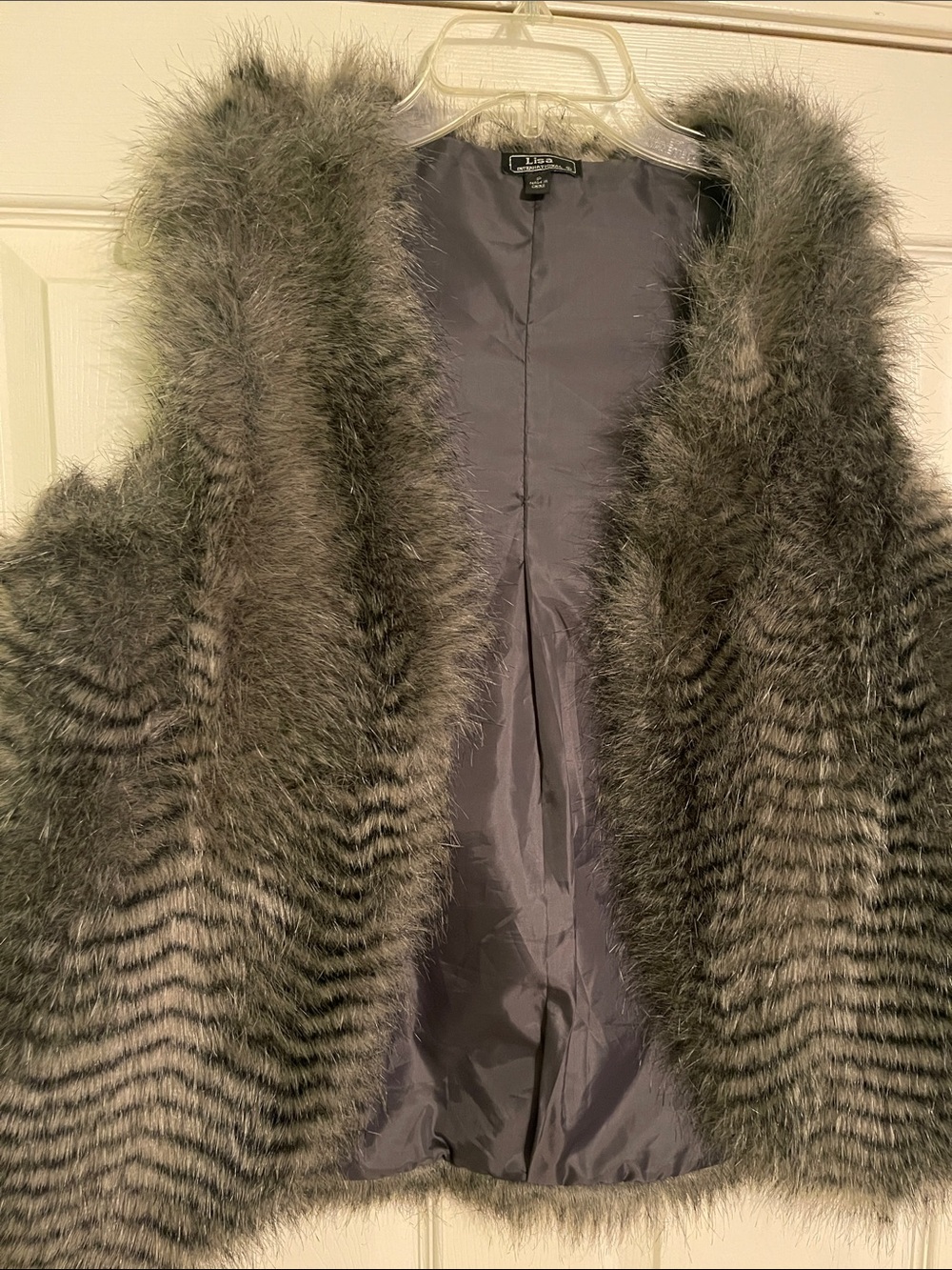 Lisa International Gray Faux Fur Vest